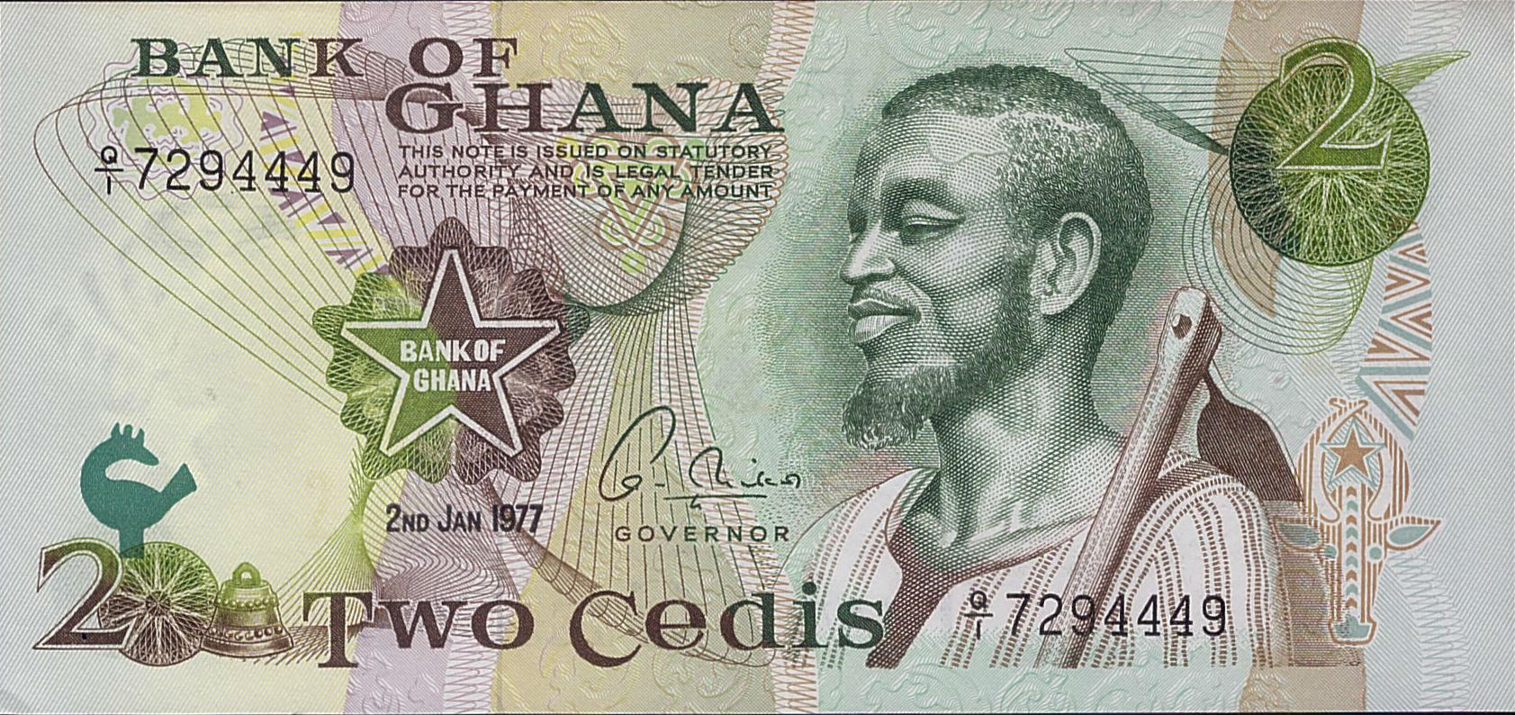Ghana 2 1977 UNC P-14/c